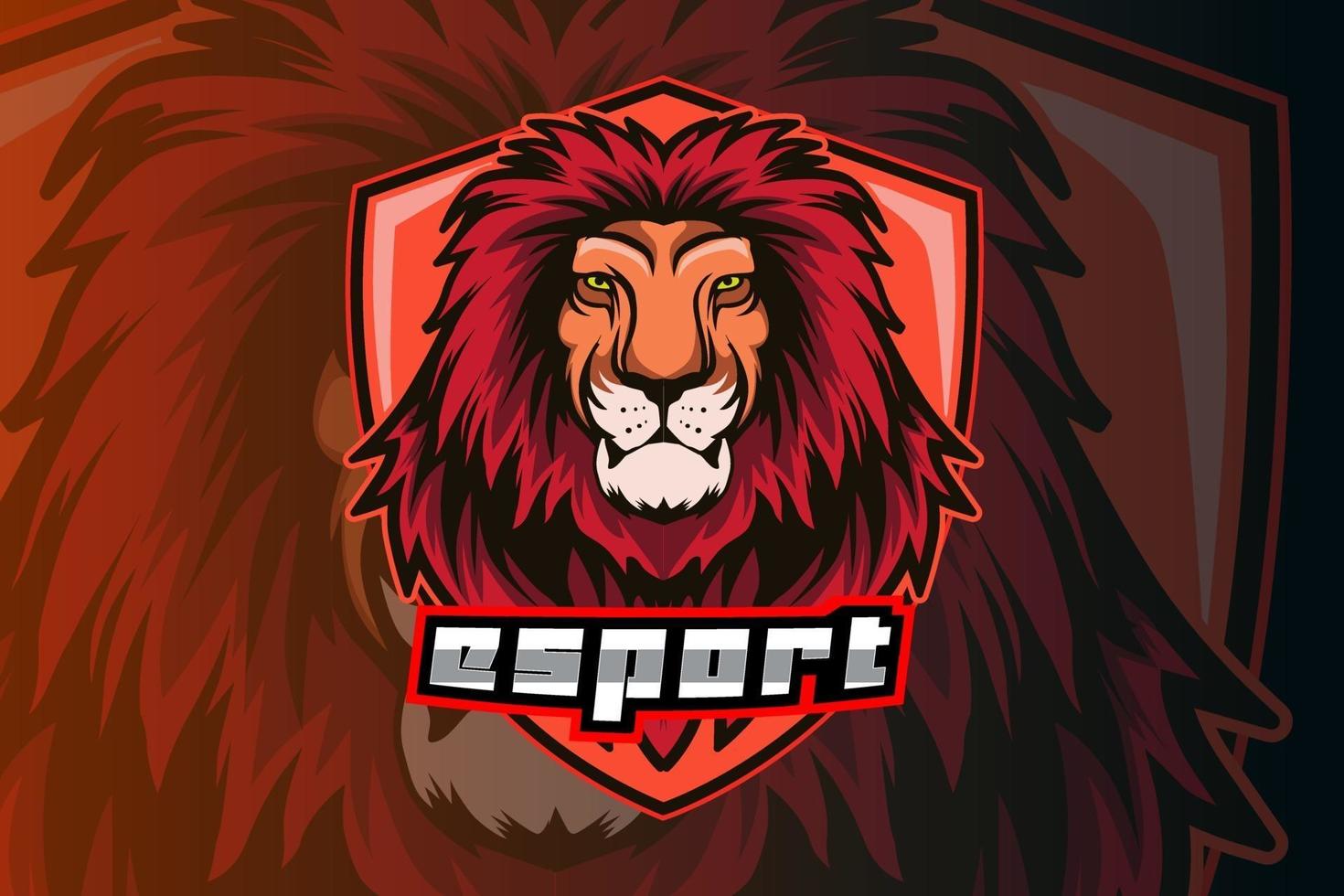 Löwenkopf E-Sport-Team-Logo-Vorlage vektor