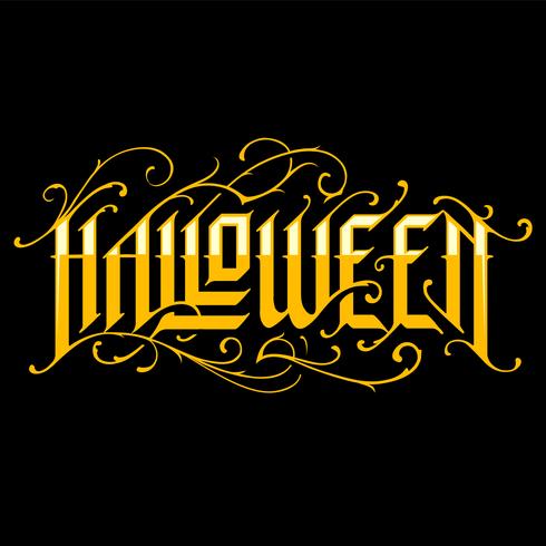 Halloween Handdragen Gothic Lettering vektor