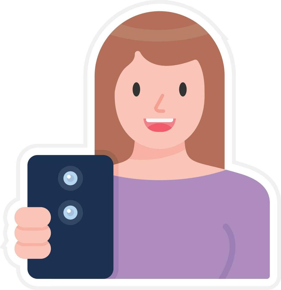 Frau nehmen Selfie Vektor Symbol