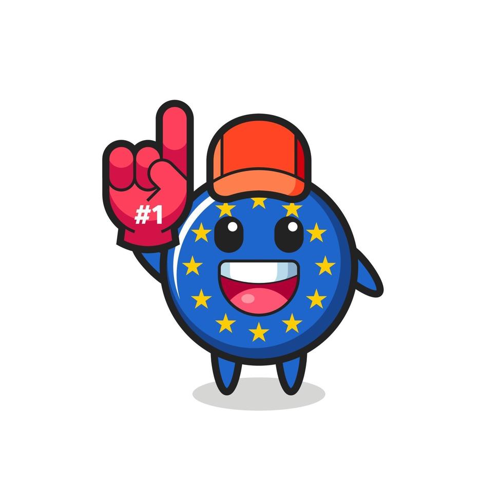 Europa Flagge Abzeichen Illustration Cartoon mit Nummer 1 Fans Handschuh vektor