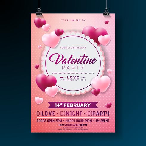 Valentinstag-Party-Flyer vektor