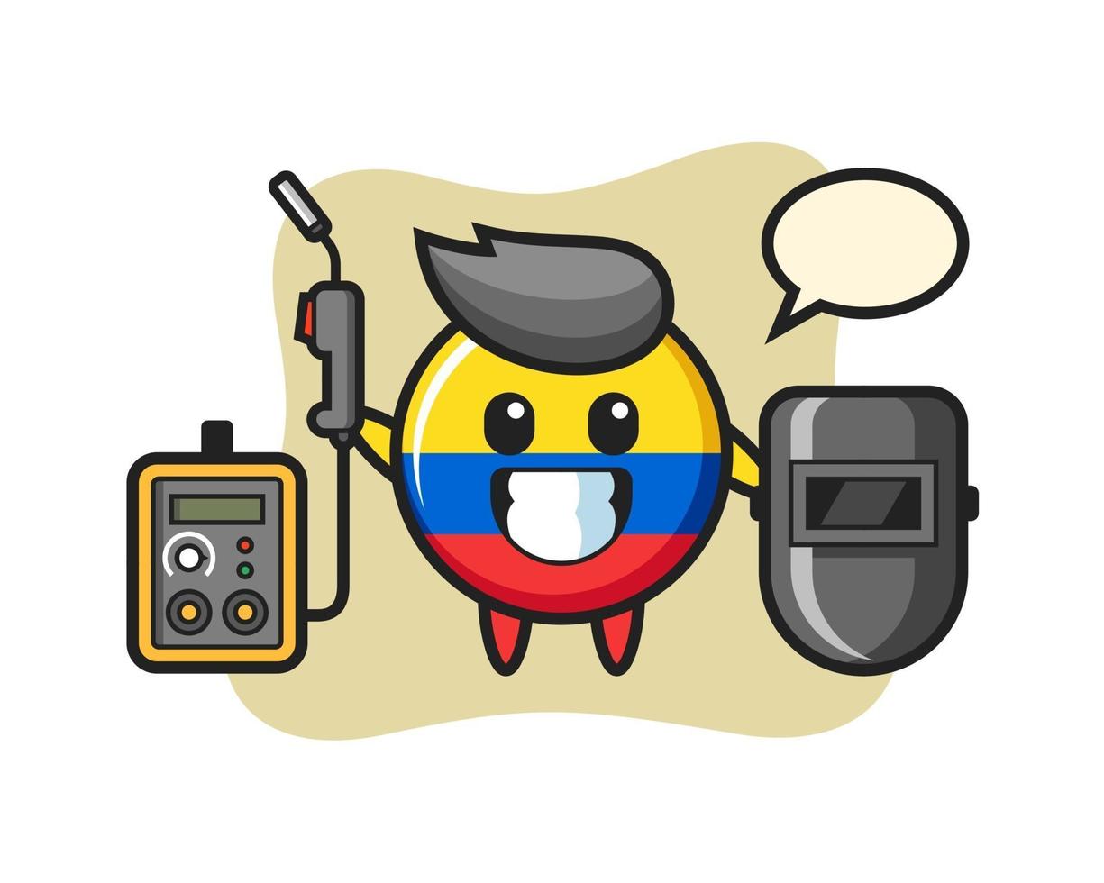 Charaktermaskottchen der kolumbianischen Flagge als Schweißer vektor