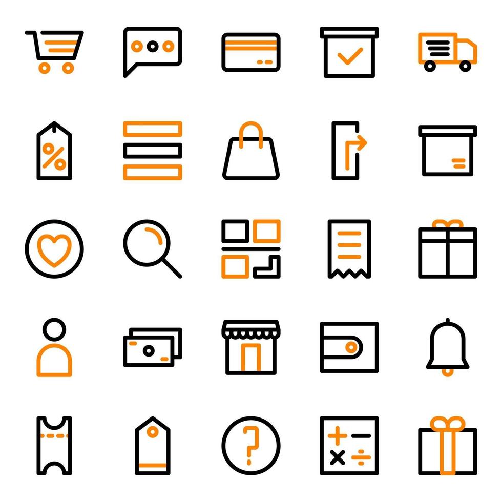 E-Commerce-Icon-Pack mit Farblinien-Icon-Stil vektor