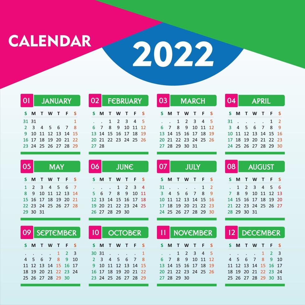 2022 kalender med vacker geometrisk design vektor