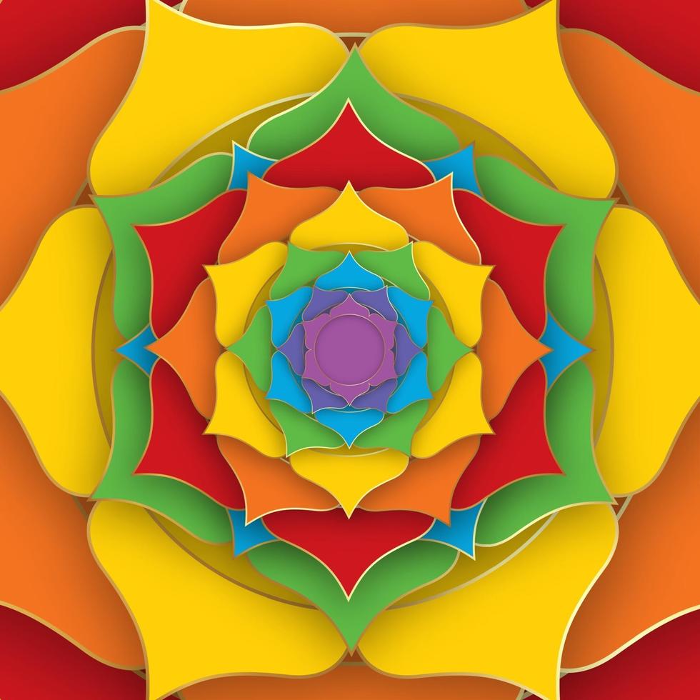 helig lotus med sju färger i chakran för yoga vektor