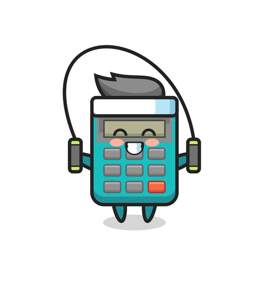 Taschenrechner-Charakter-Cartoon mit Springseil vektor