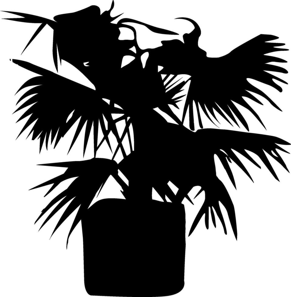 ein schwarz und Weiß Illustration von ein Palme Baum, Silhouette von Palme Baum auf Weiß Hintergrund Vektor Kunst, schwarz Farbe