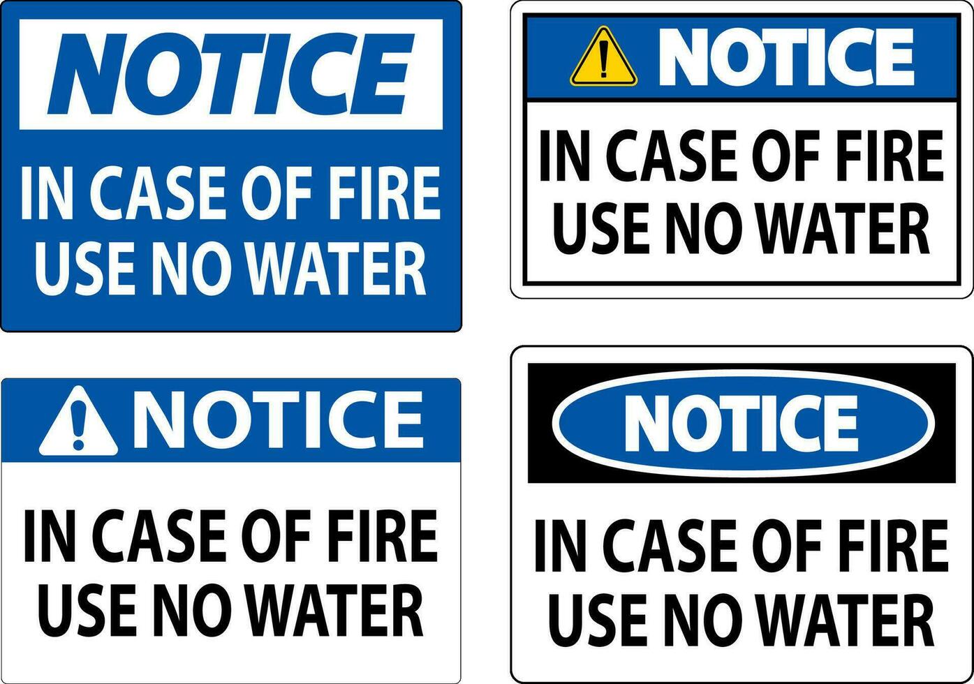 Achtung Zeichen Achtung - - im Fall von Feuer verwenden Nein Wasser vektor