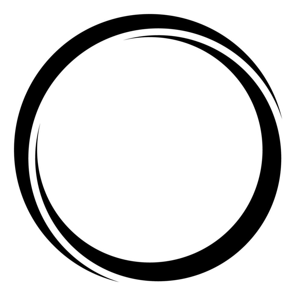 runden Kurve Rahmen schwarz Weiß Mond Ornament, Kreis Rand Gekritzel vektor