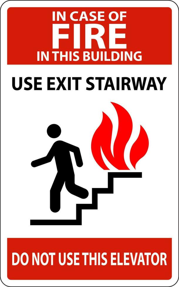 im Fall von Feuer Zeichen verwenden Ausfahrt Treppen, tun nicht verwenden diese Aufzug vektor