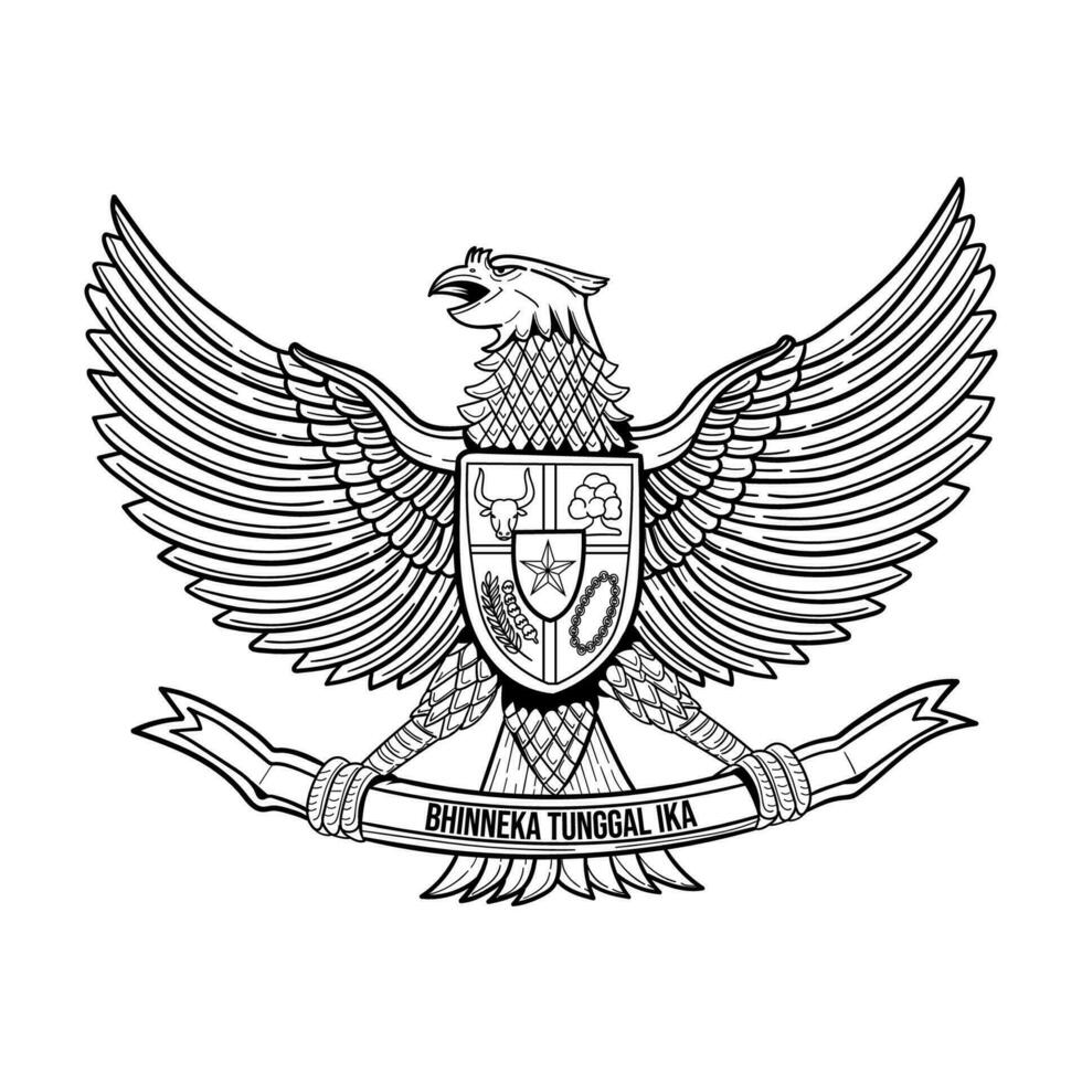 skizzieren von Garuda Pancasila, Symbol von Indonesien Land vektor