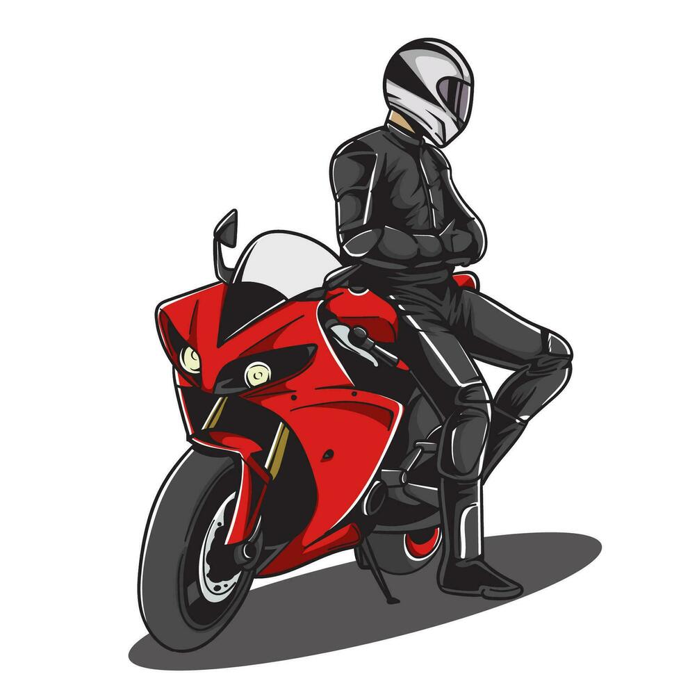 Sport Motorrad und Fahrer auf Weiß Hintergrund vektor