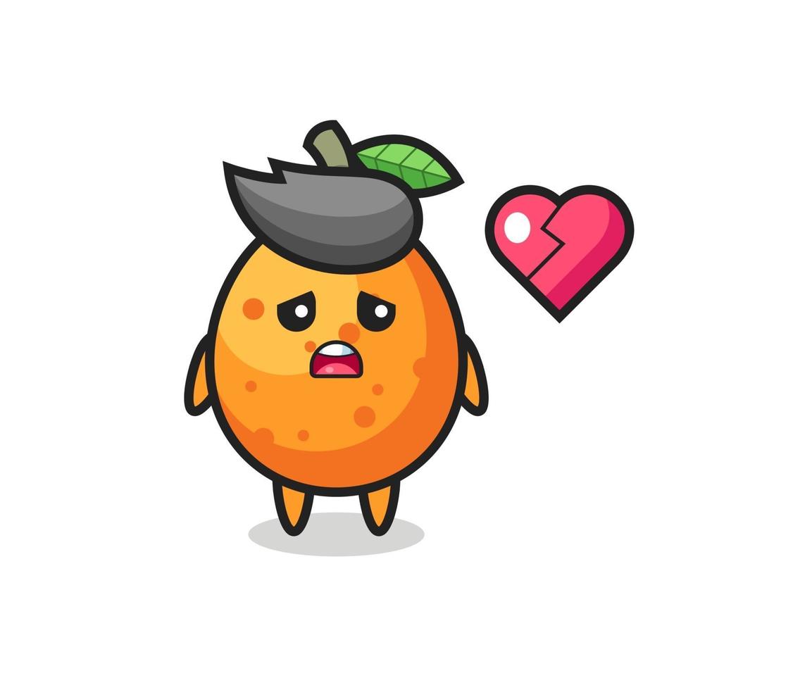 kumquat tecknad illustration är trasigt hjärta vektor