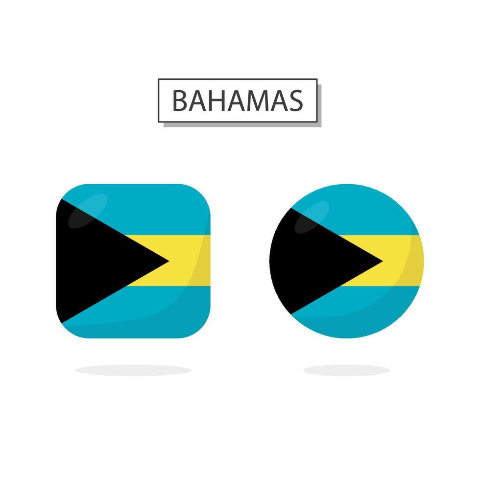 Flagge von Bahamas 2 Formen Symbol 3d Karikatur Stil. vektor