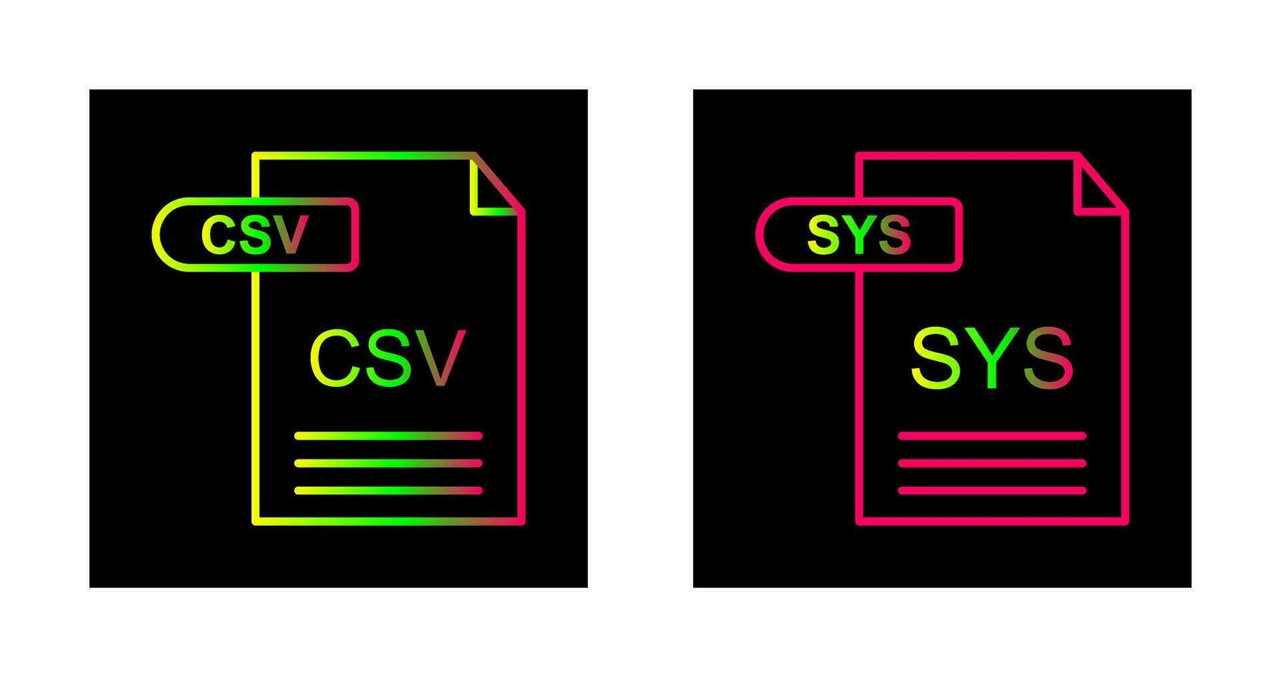 csv och sys ikon vektor