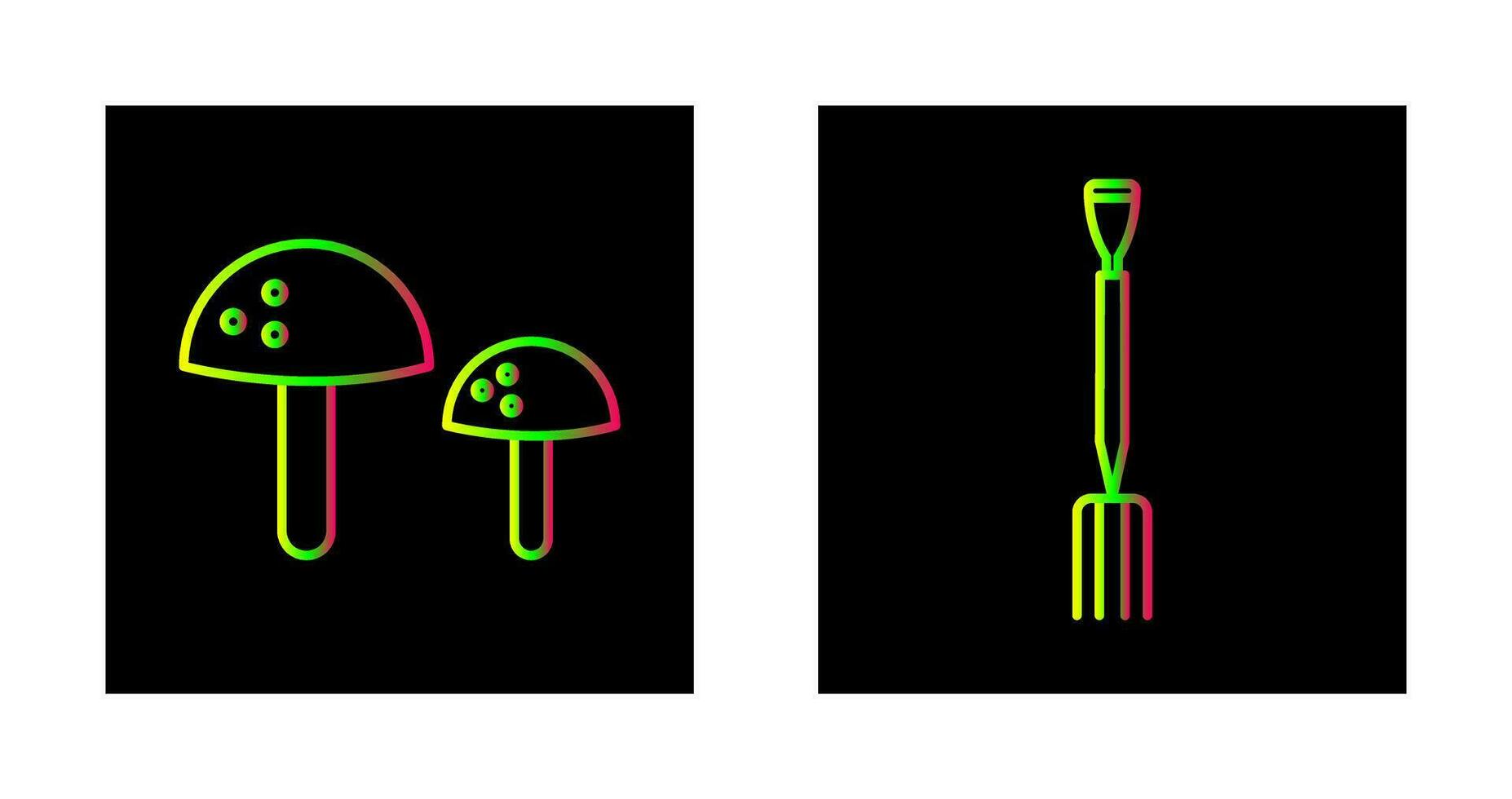 svamp och trädgårdsarbete gaffel ikon vektor