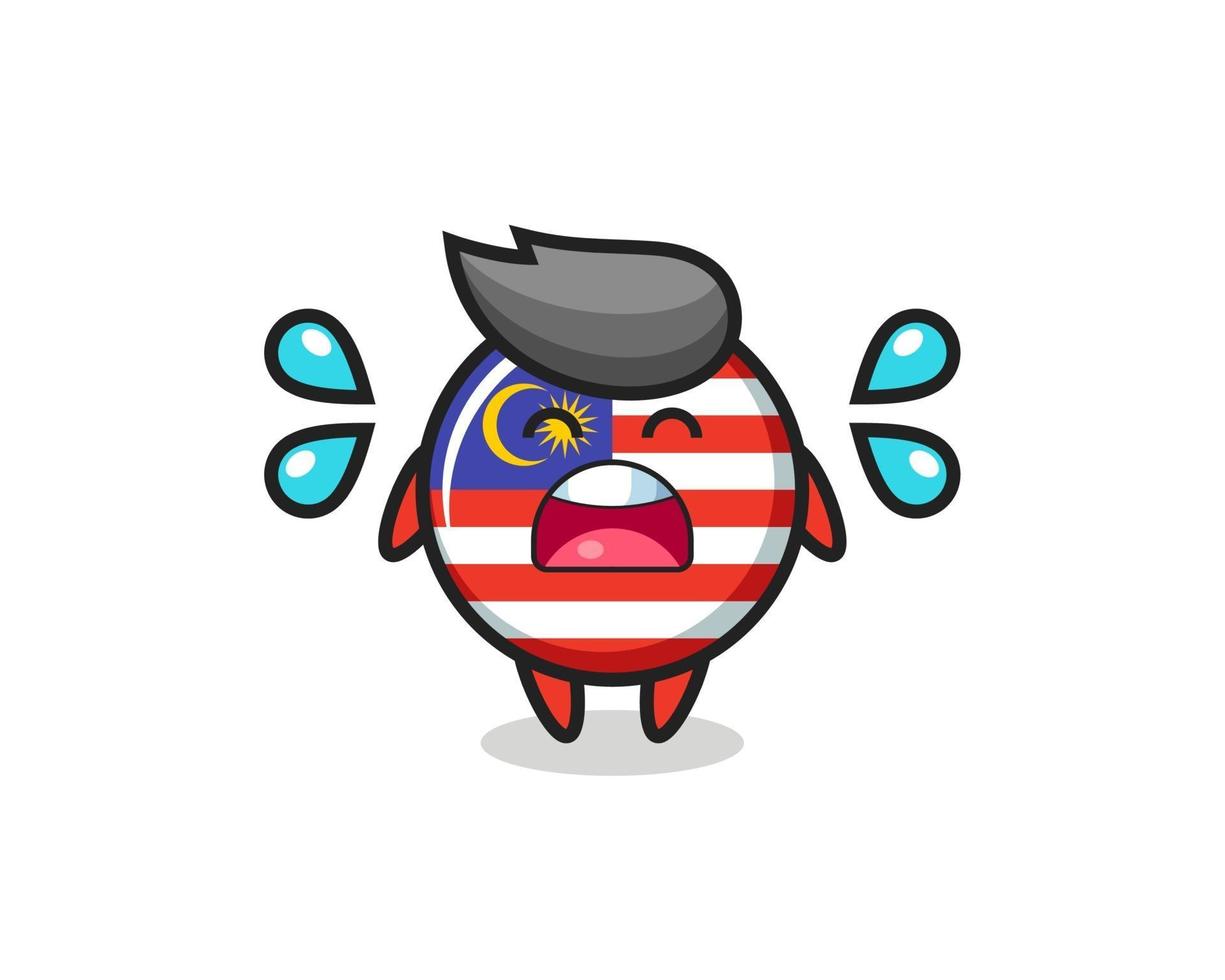 Malaysia-Flagge-Abzeichen-Cartoon-Illustration mit weinender Geste vektor