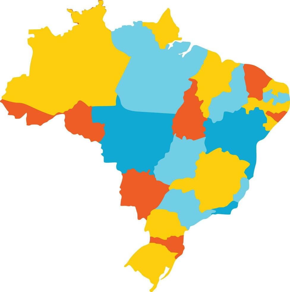 Brasiliens grundläggande översikt Karta i vektor formatera, i skiss linje stil