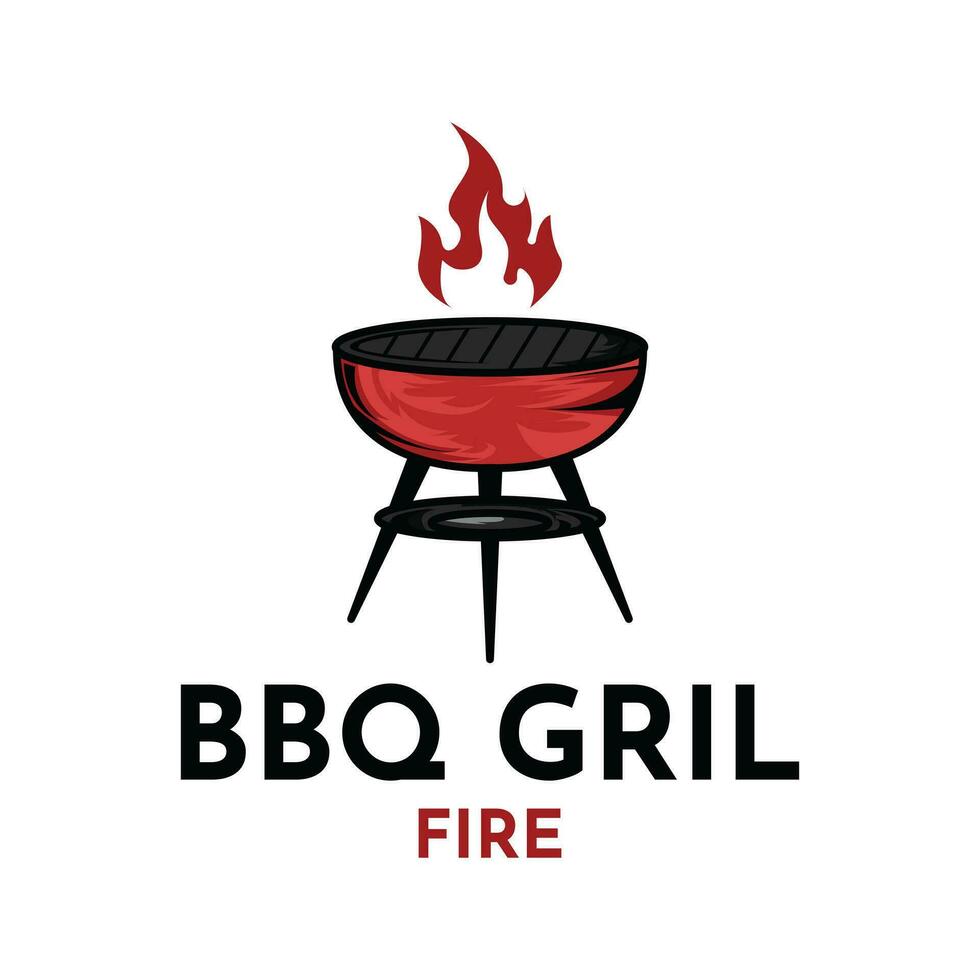 årgång konst stil bbq grill brand logotyp design aning vektor