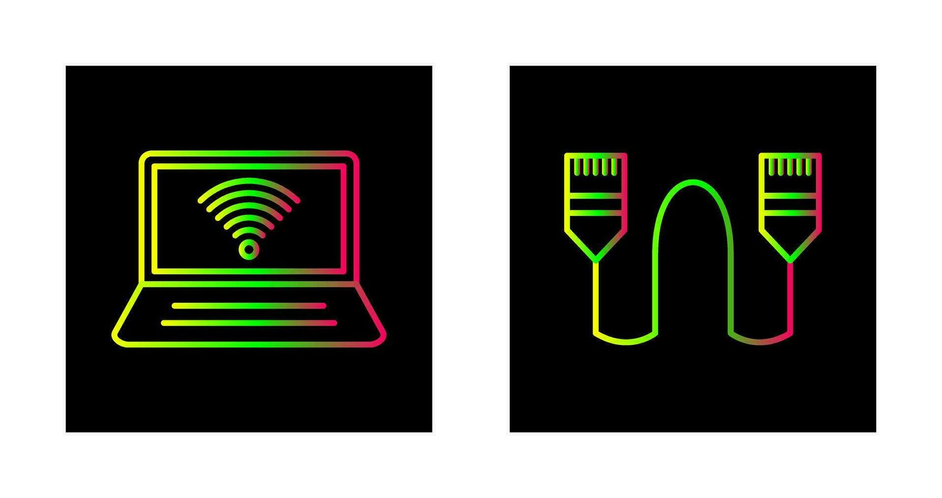 ansluten bärbar dator och internet kabel- ikon vektor