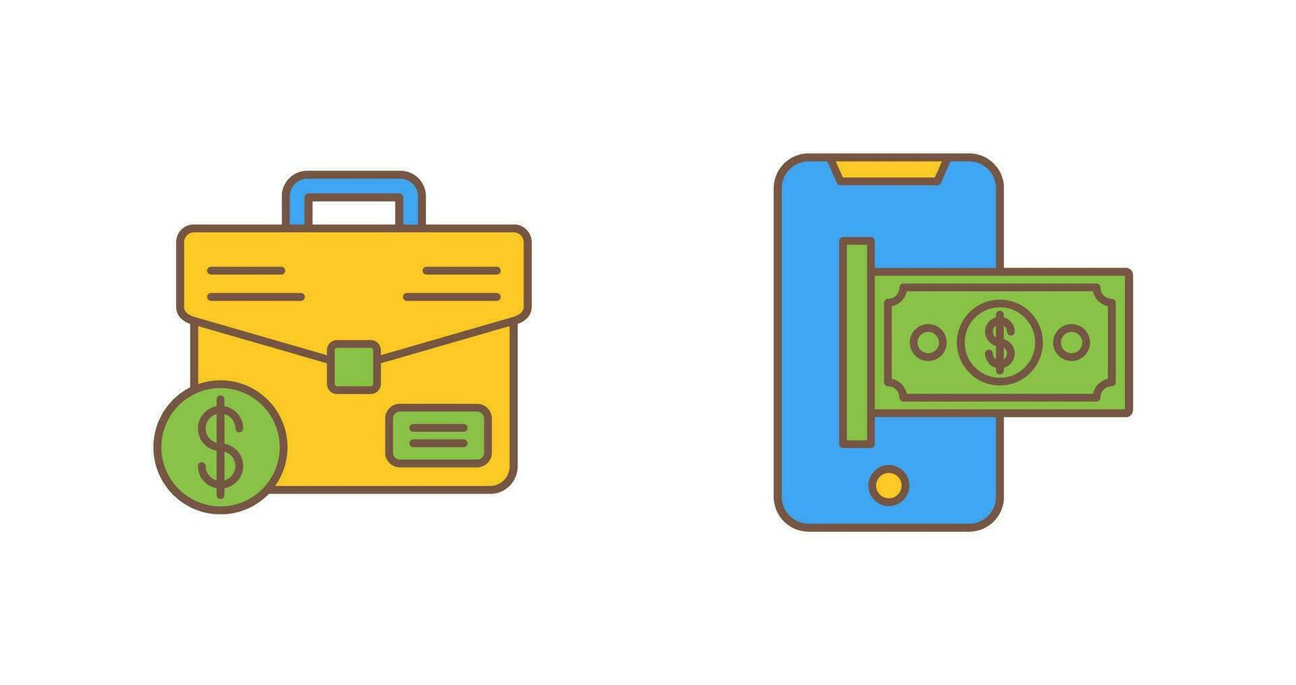 resväska och smartphone ikon vektor
