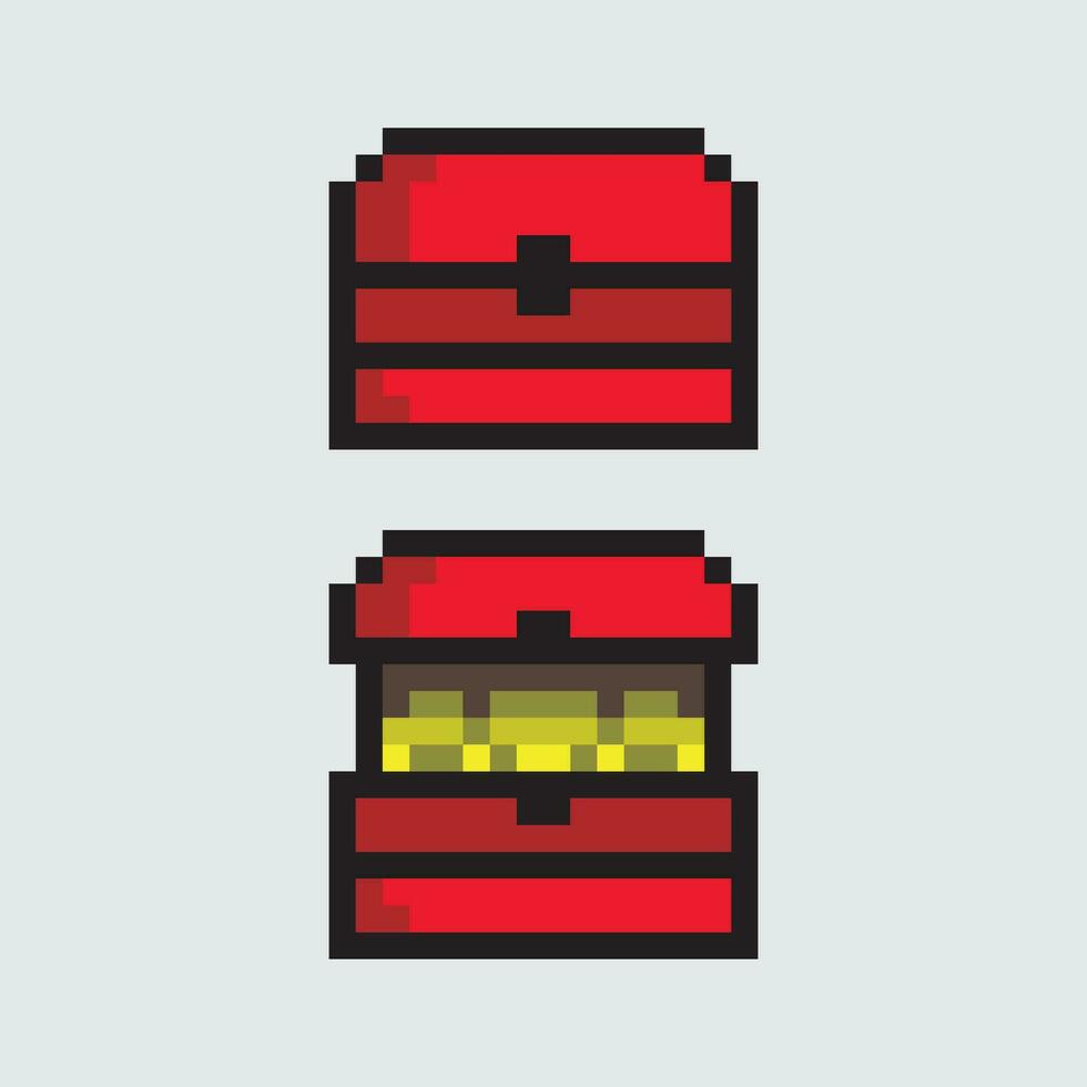 ein Pixel Kunst Illustration von zwei rot Kisten vektor