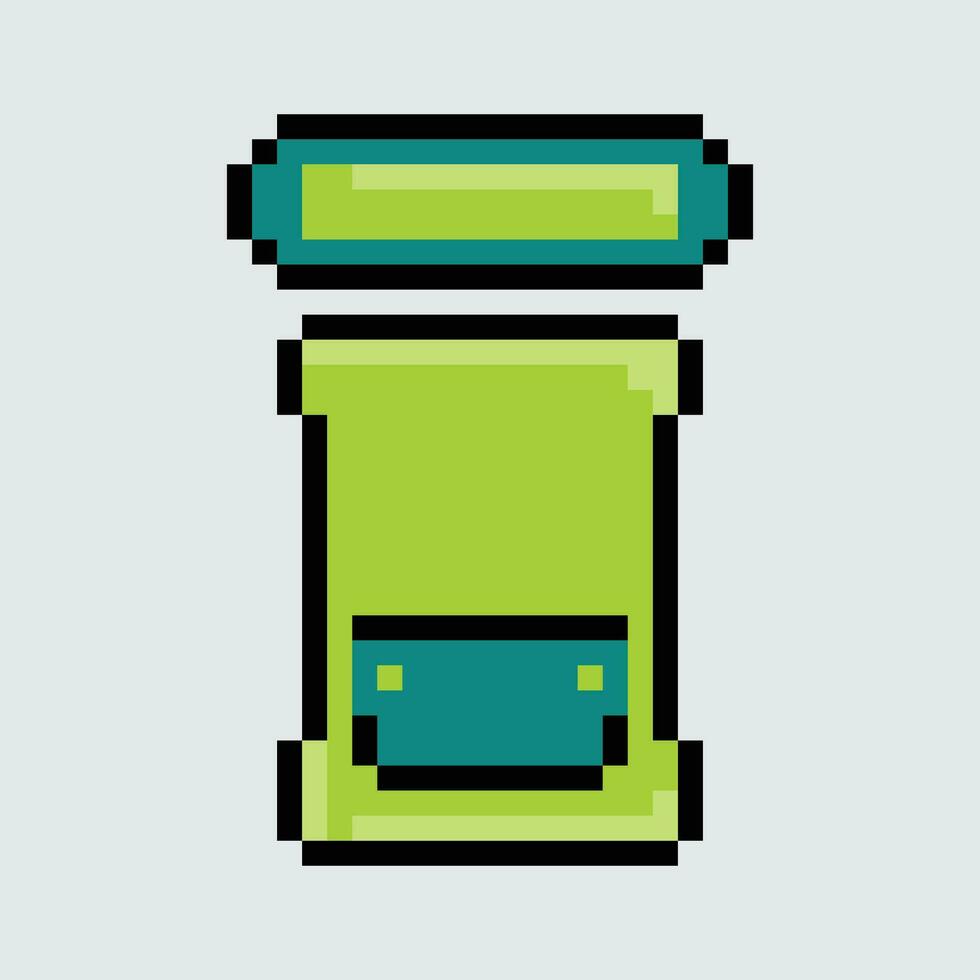en pixel konst illustration av en grön och blå behållare vektor
