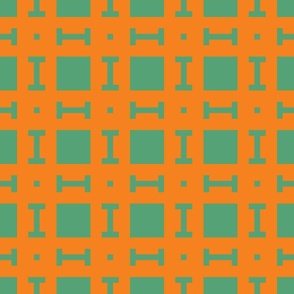 en mönster med kvadrater och rader på ett orange och grön bakgrund vektor