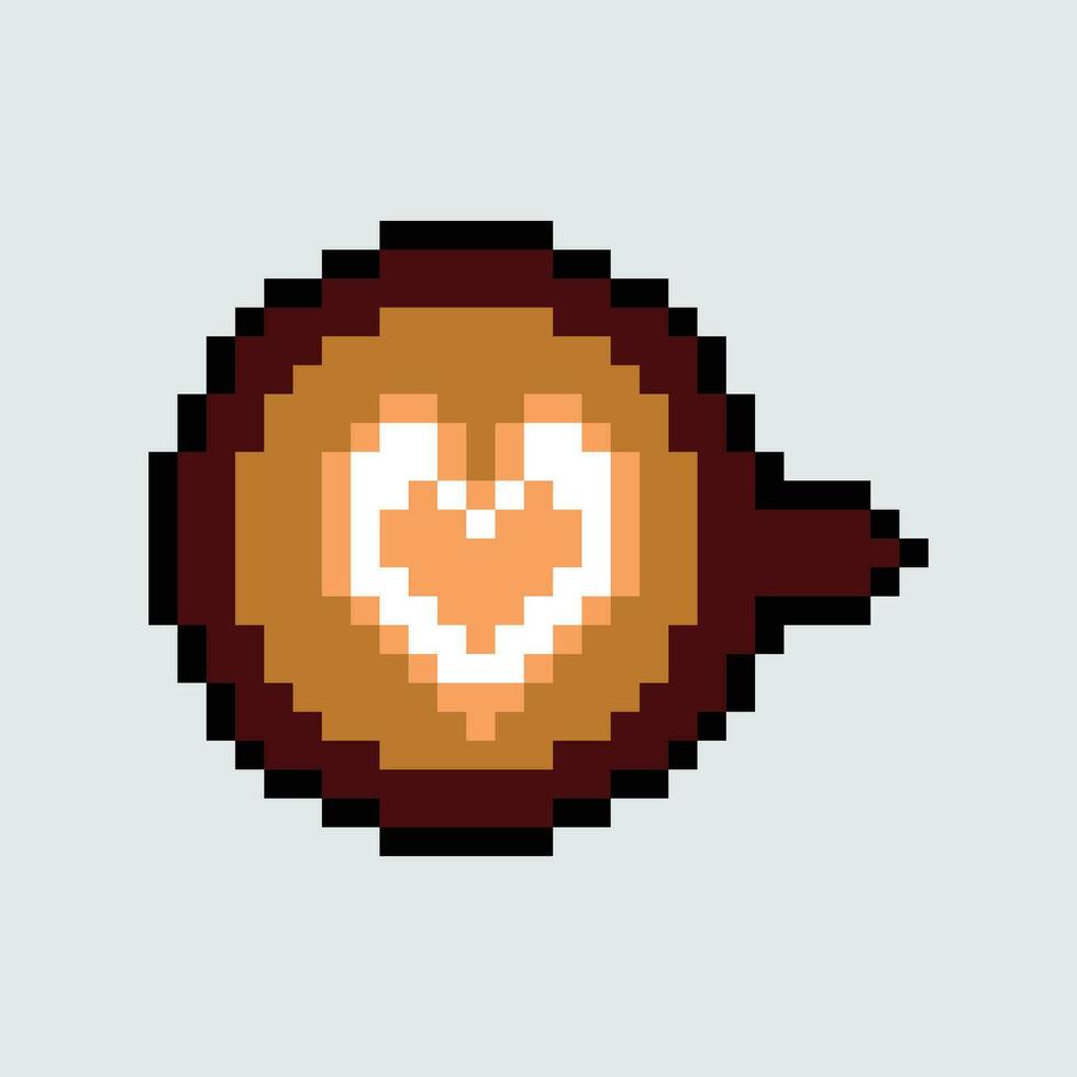 ein Pixel Kunst Herz im das gestalten von ein Kaffee Tasse vektor