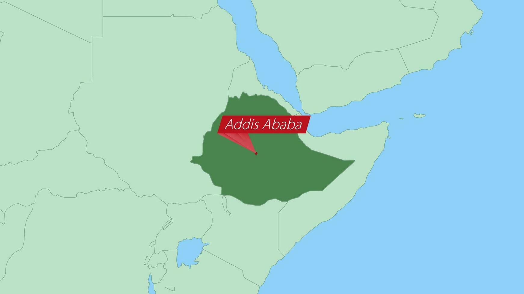 Karta av etiopien med stift av Land huvudstad. vektor