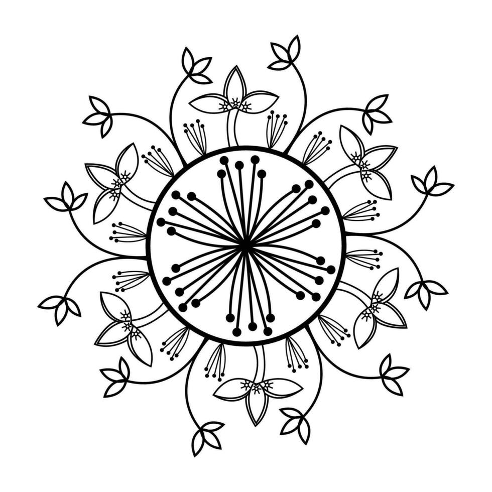 Blumen- Mandala Vektor isoliert auf Weiß Hintergrund.