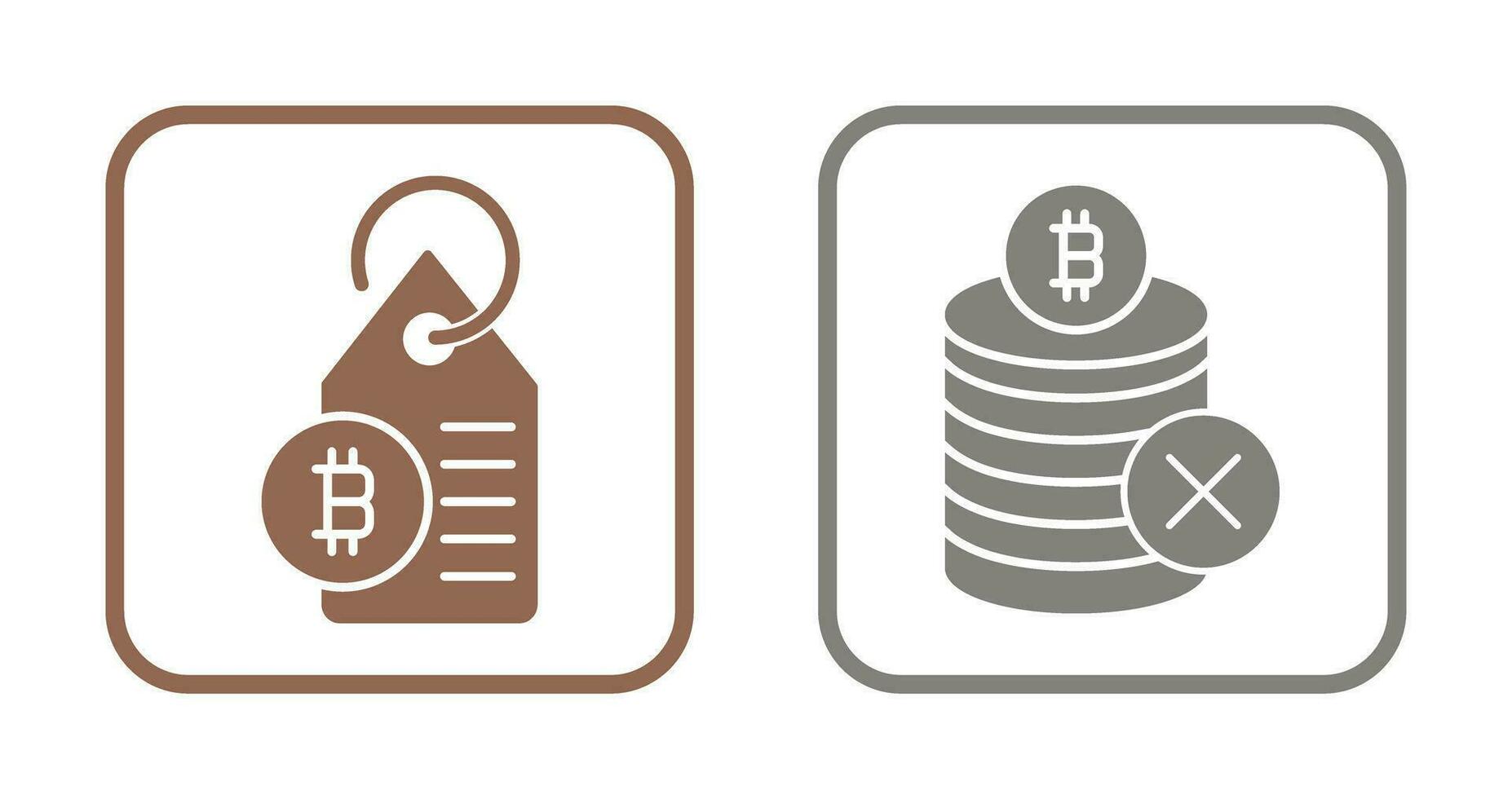 inte accepterad och bitcoin märka märka ikon vektor