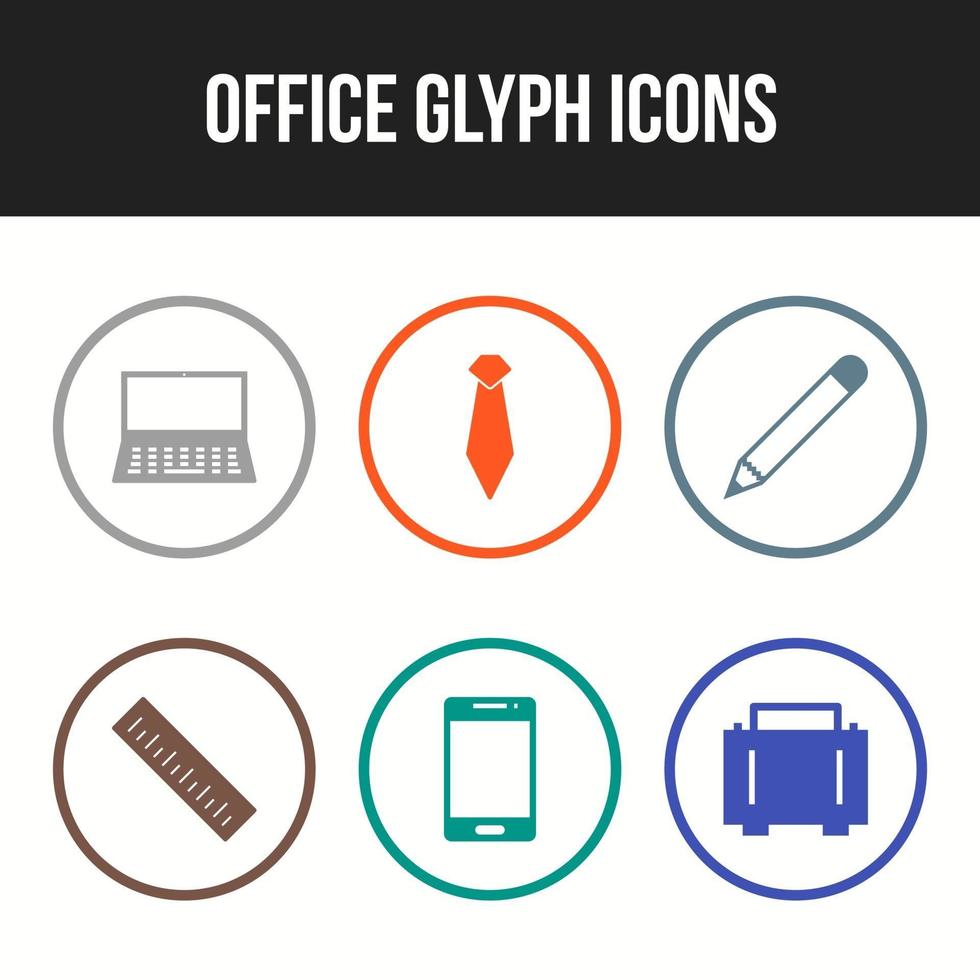 einzigartiger Symbolsatz von Office-Glyphen-Vektorsymbolen vektor