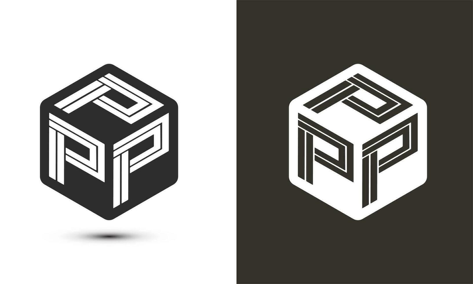 p p p brev logotyp design med illustratör kub logotyp, vektor logotyp modern alfabet font överlappning stil. premie företag logotyp ikon. vit Färg på svart bakgrund