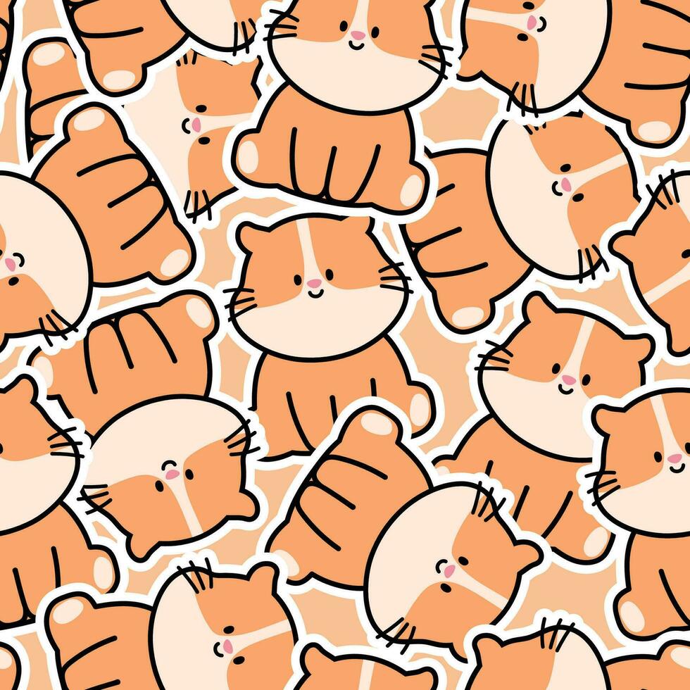 eamless Muster von süß Hamster sitzen Aufkleber Hintergrund.pet Karikatur Hand gezeichnetes.Tier Charakter design.textur.baby Hemd screen.kawaii.vector.illustration. vektor