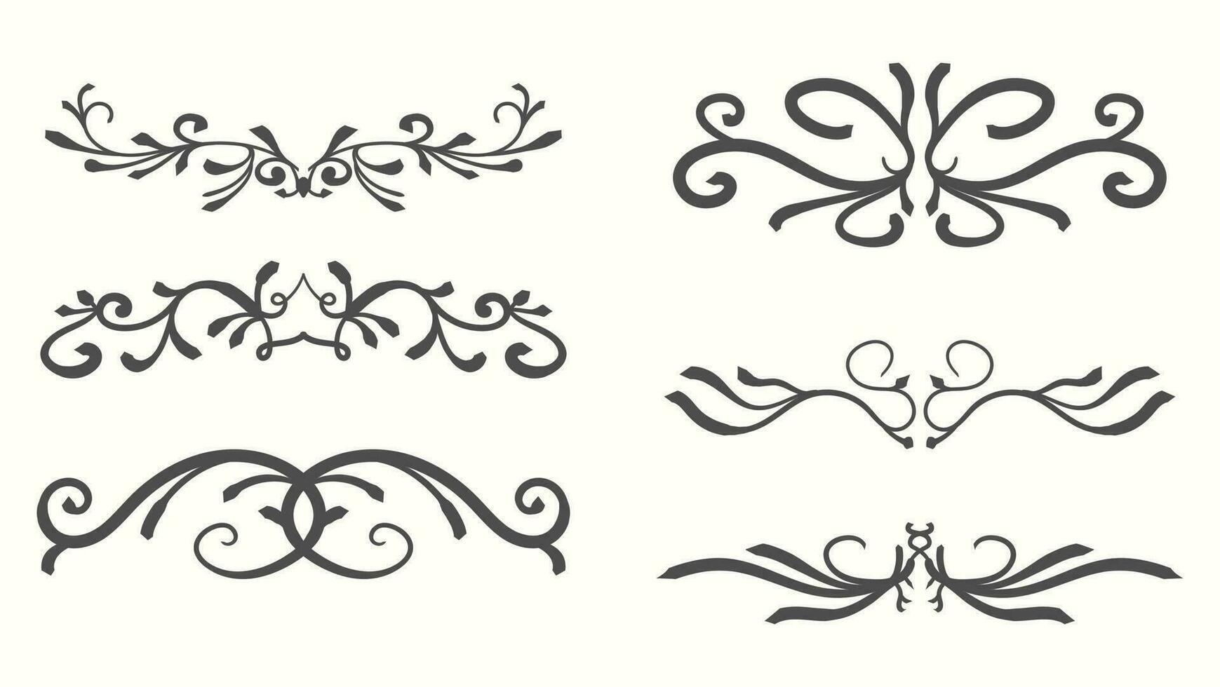 Jahrgang Etikette Ornament Teiler. Sammlung von Hand gezeichnet Grenzen vektor