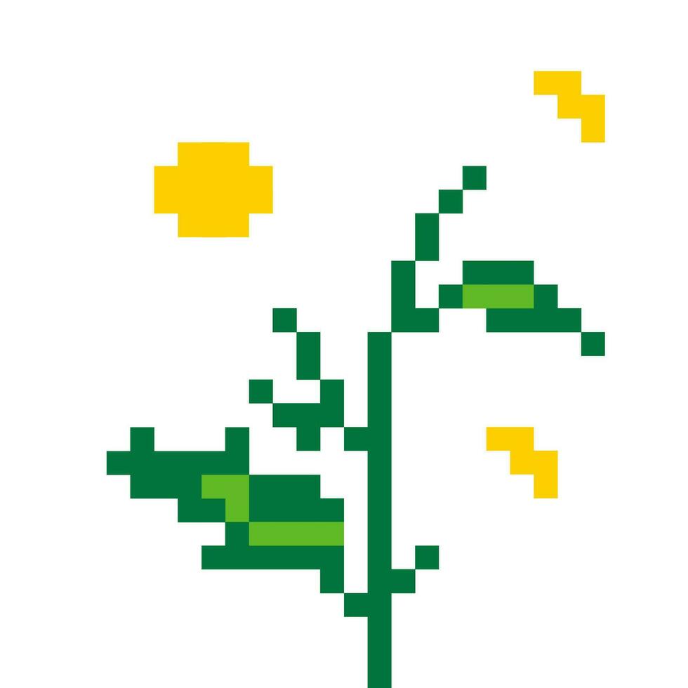 Blume Karikatur Symbol im Pixel Stil vektor