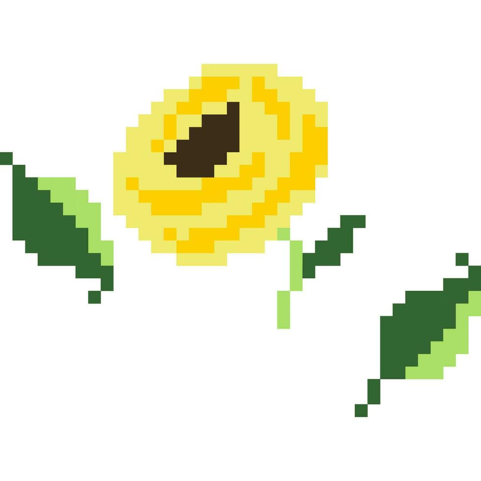 Blume Karikatur Symbol im Pixel Stil vektor