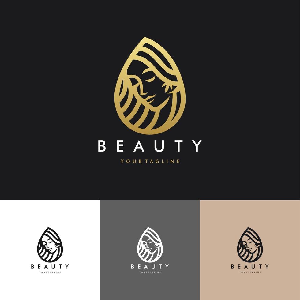 Luxusgesicht Schönheitssalon Logo Set Illustration Vektorgrafik Design vektor