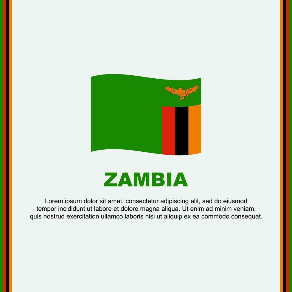 zambia flagga bakgrund design mall. zambia oberoende dag baner social media posta. zambia tecknad serie vektor