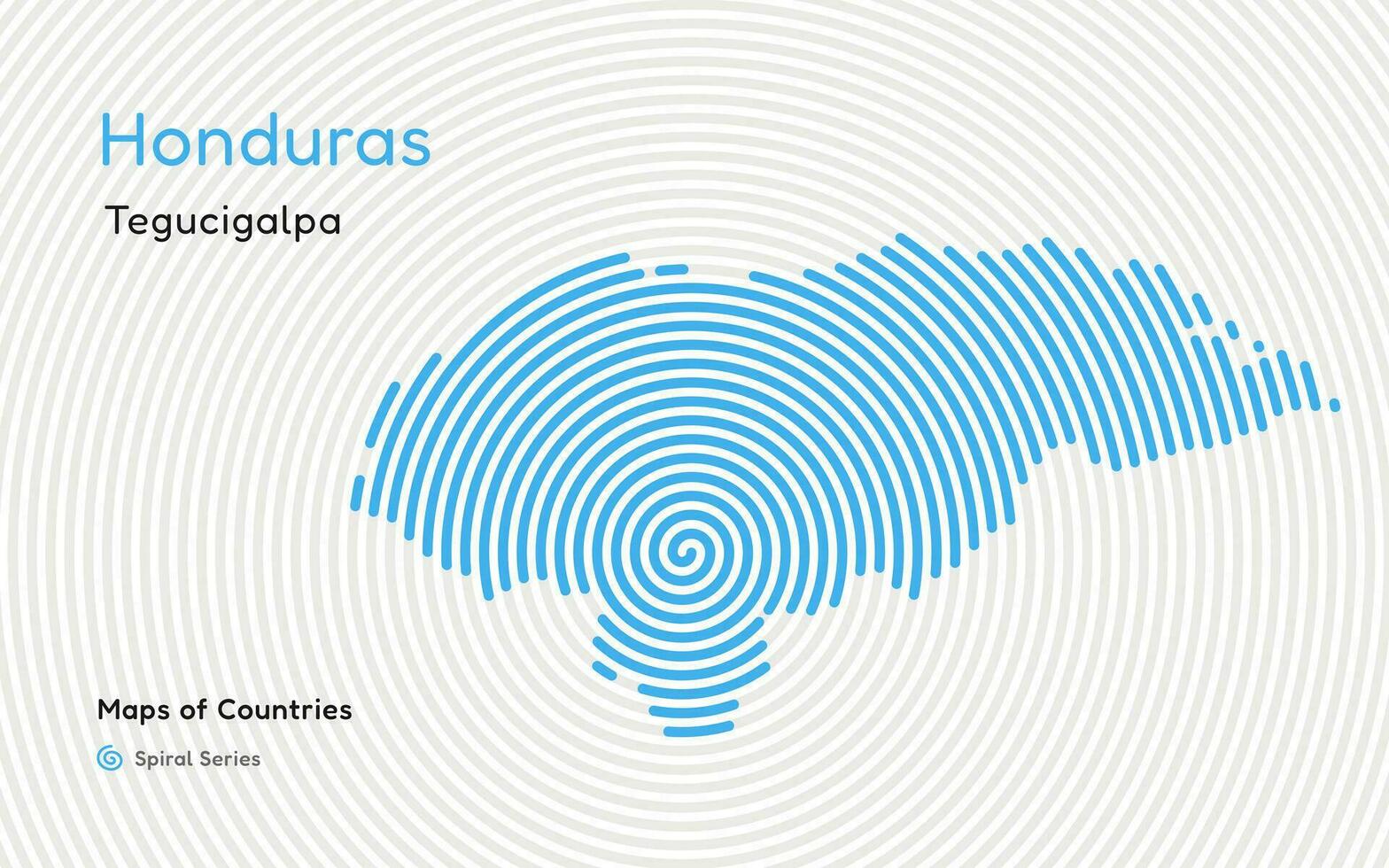 abstrakt Karte von Honduras im ein Kreis Spiral- Muster mit ein Hauptstadt von tegucigalpa. Latein Amerika Satz. vektor