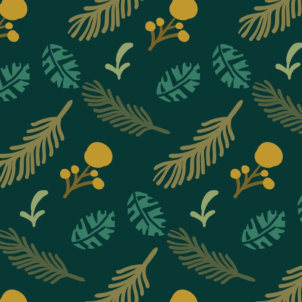 wildes Blatt und botanisches Muster grüner Hintergrund vektor