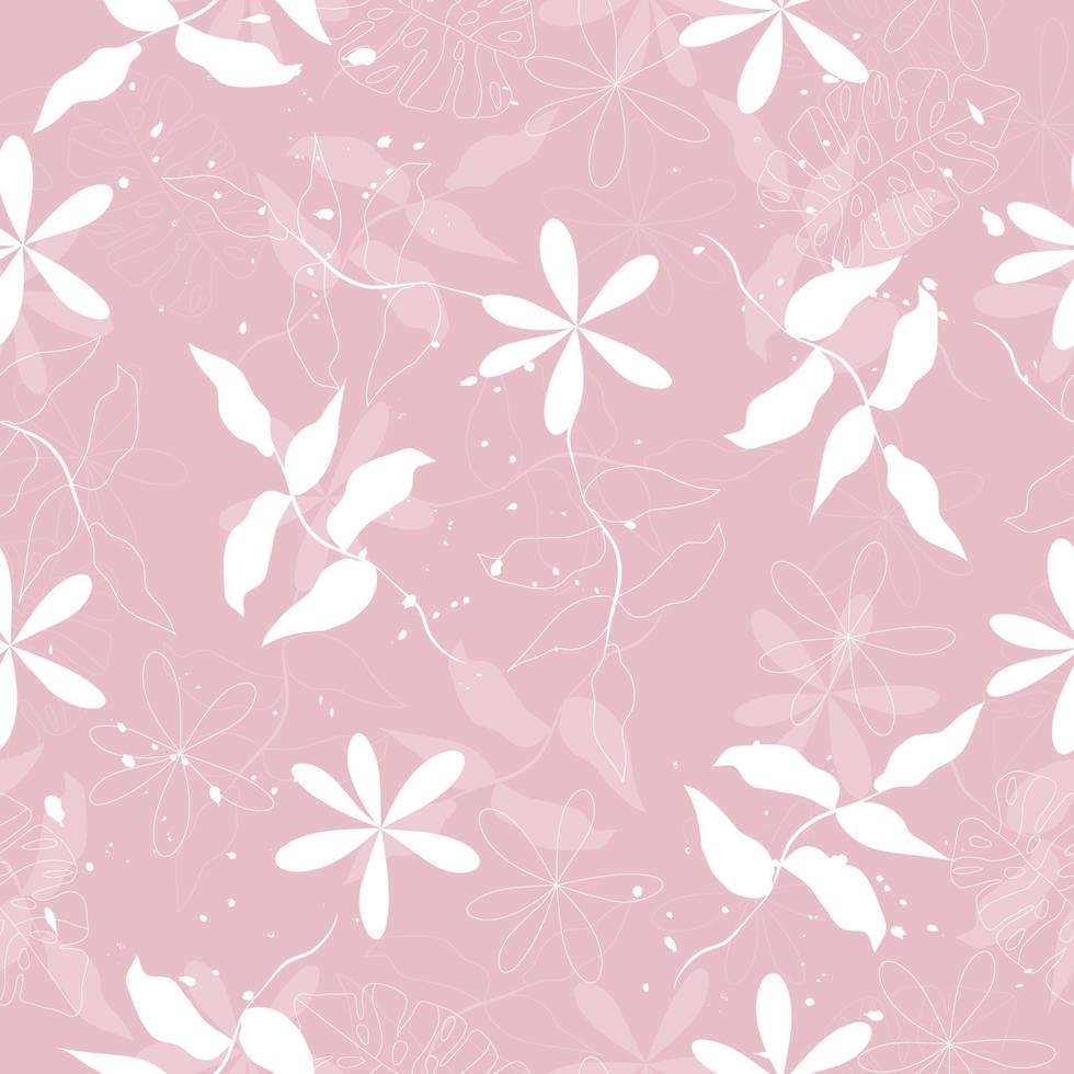 sömlös söt elegant blommönster på rosa bakgrund vektor