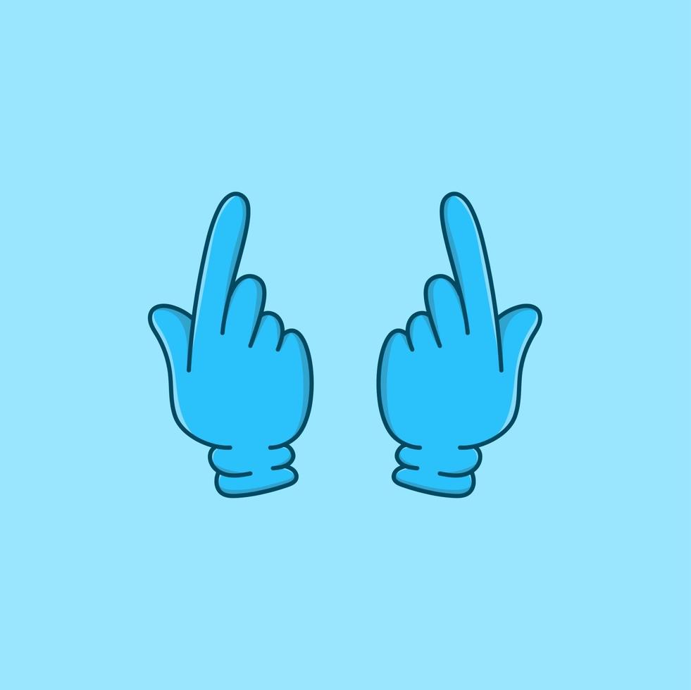 blå hand med handskar isolerade vektor illustration tecknad stil