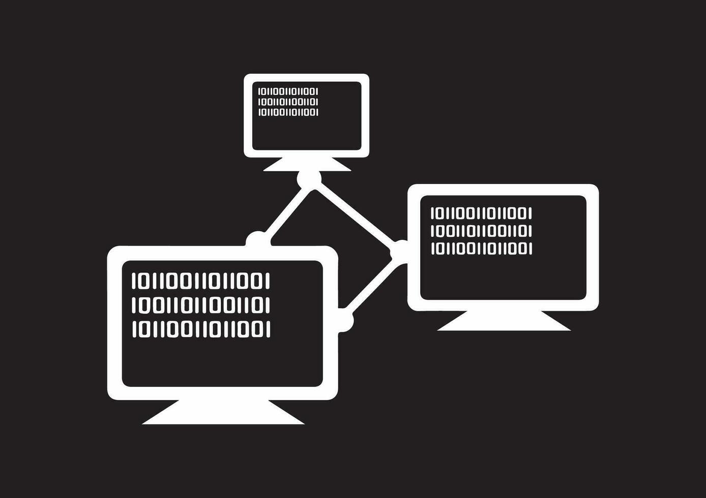 eben Vektor Symbol - - Illustration von Computer Netzwerk Symbol isoliert auf schwarz Hintergrund.
