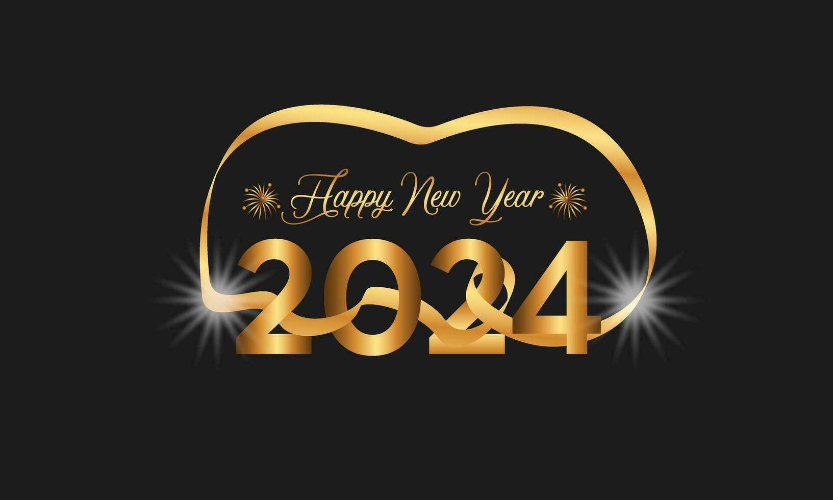 glücklich Neu Jahr 2024 Feier festlich Konzept mit Feuerwerk, Party Hüte, und Weihnachten Ball. Hintergrund, Banner, Karte, Feier Poster, Party Einladung oder Kalender. vektor