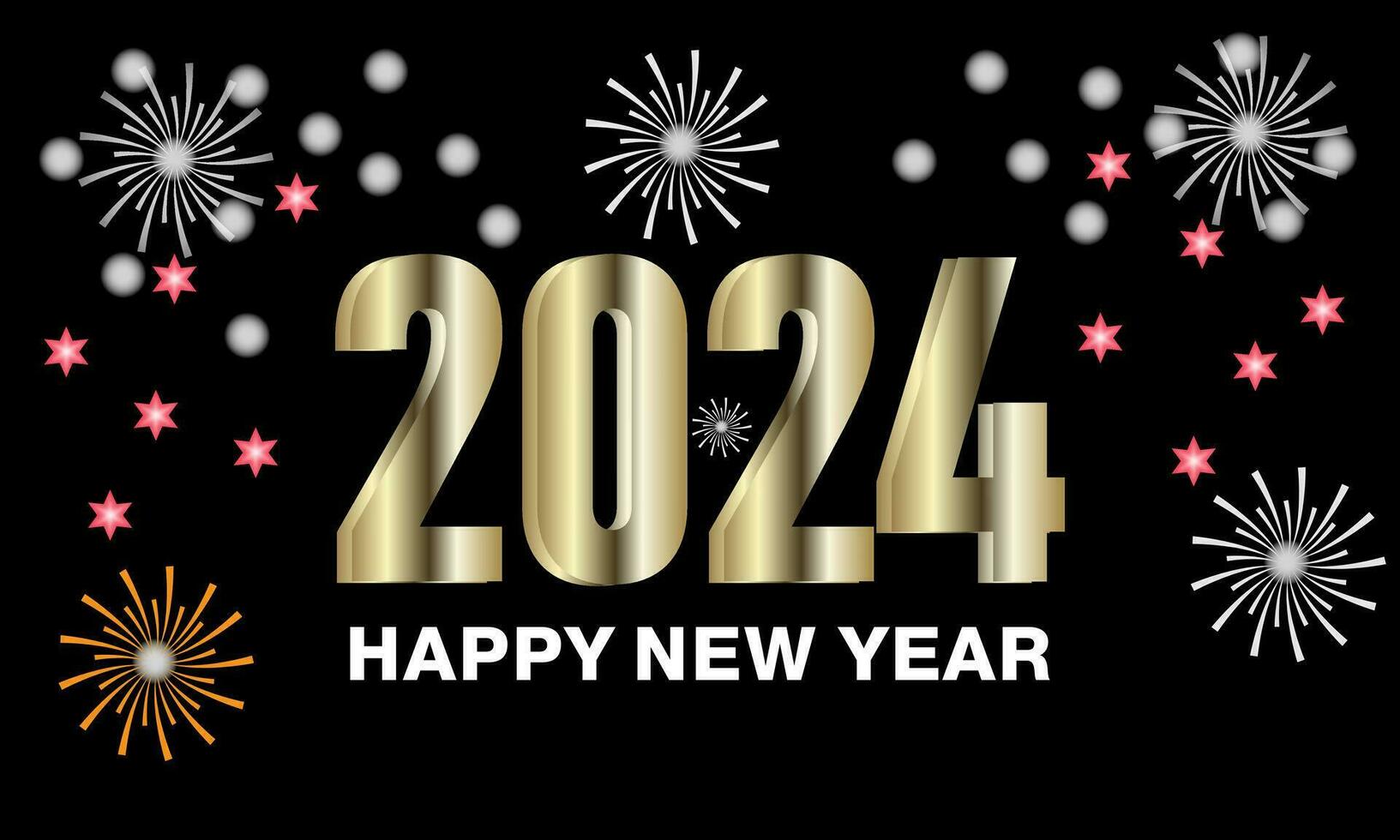 ny år eve 2024 nedräkning firande och fest begrepp med fyrverkeri, champagne, och festlig roligt. Semester hälsning kort, bakgrund, baner, kort, affisch design. vektor