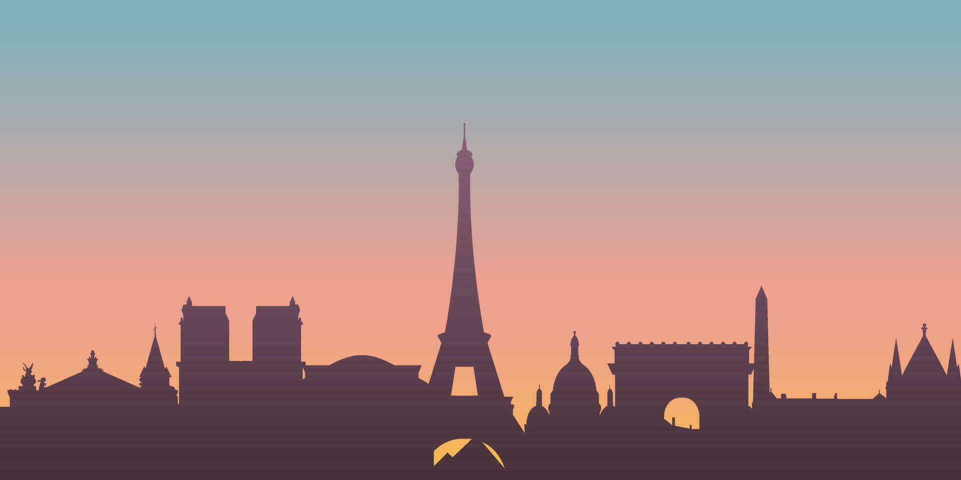 paris stad horisont. silhuett stad paris Frankrike bakgrund. vektor illustration