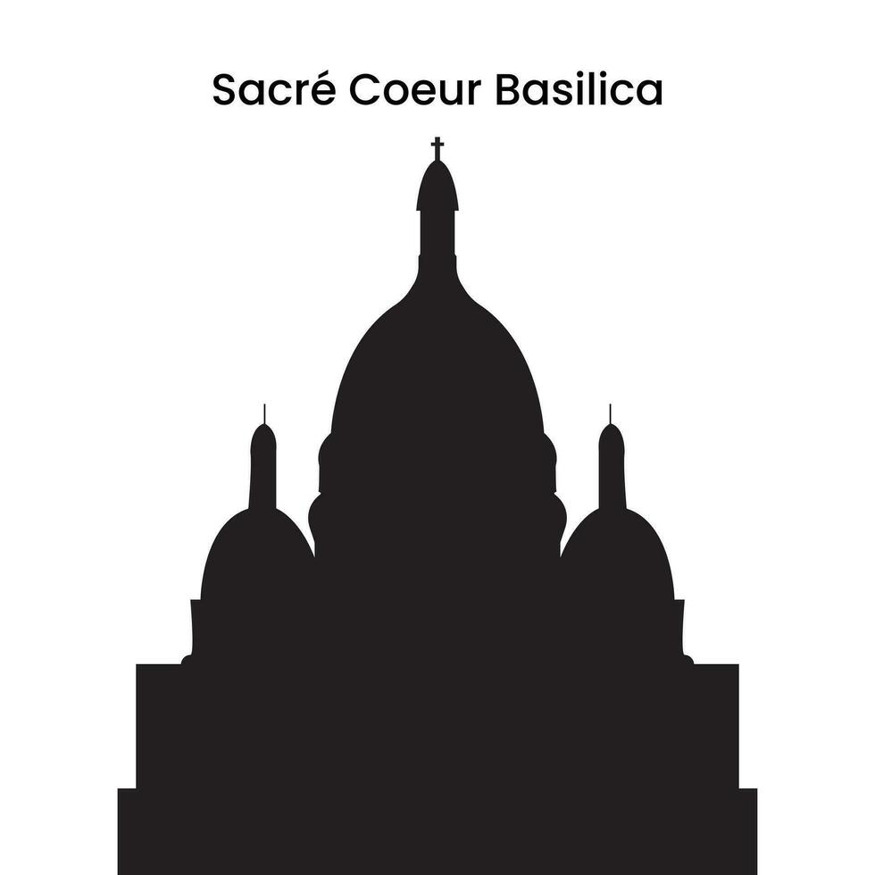 silhuett i svart av helig hjärta basilika i paris, Frankrike isolerat på en vit bakgrund, vektor illustration
