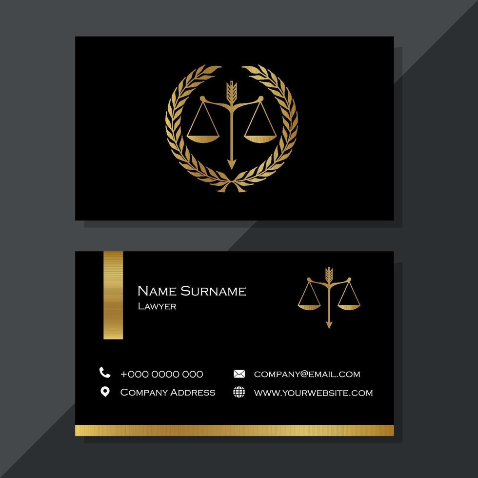 elegante schwarz-goldene Anwalts-Visitenkarte vektor